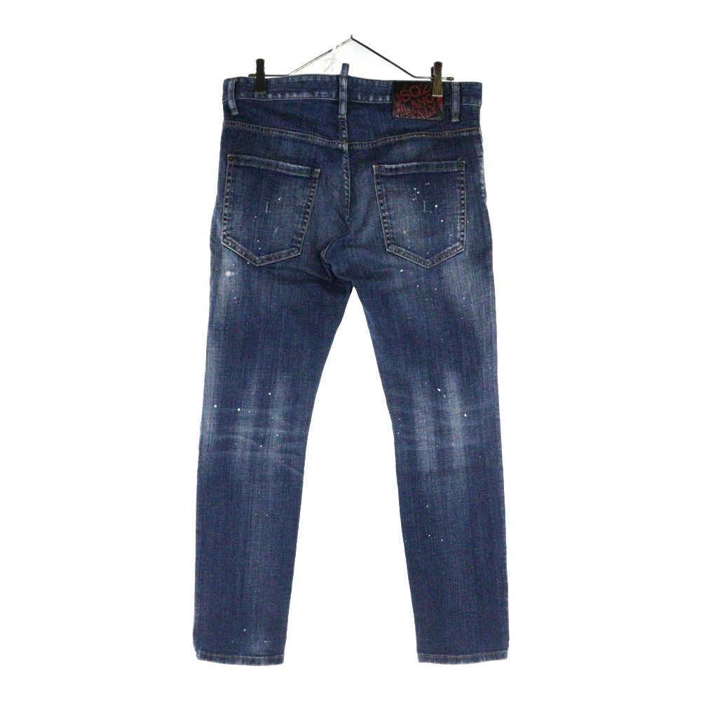 DSQUARED2(ディースクエアード) 20SS ダメージリペア加工ペイントスキニーデニムパンツ インディゴ S74LB0673 S30342