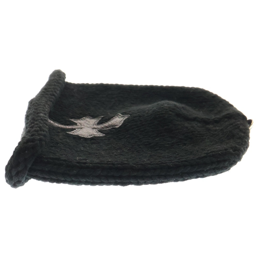 CHROME HEARTS(クロムハーツ) BEANIE CASH クロスパッチ カシミヤ ニットキャップ ビーニー 帽子 ブラック