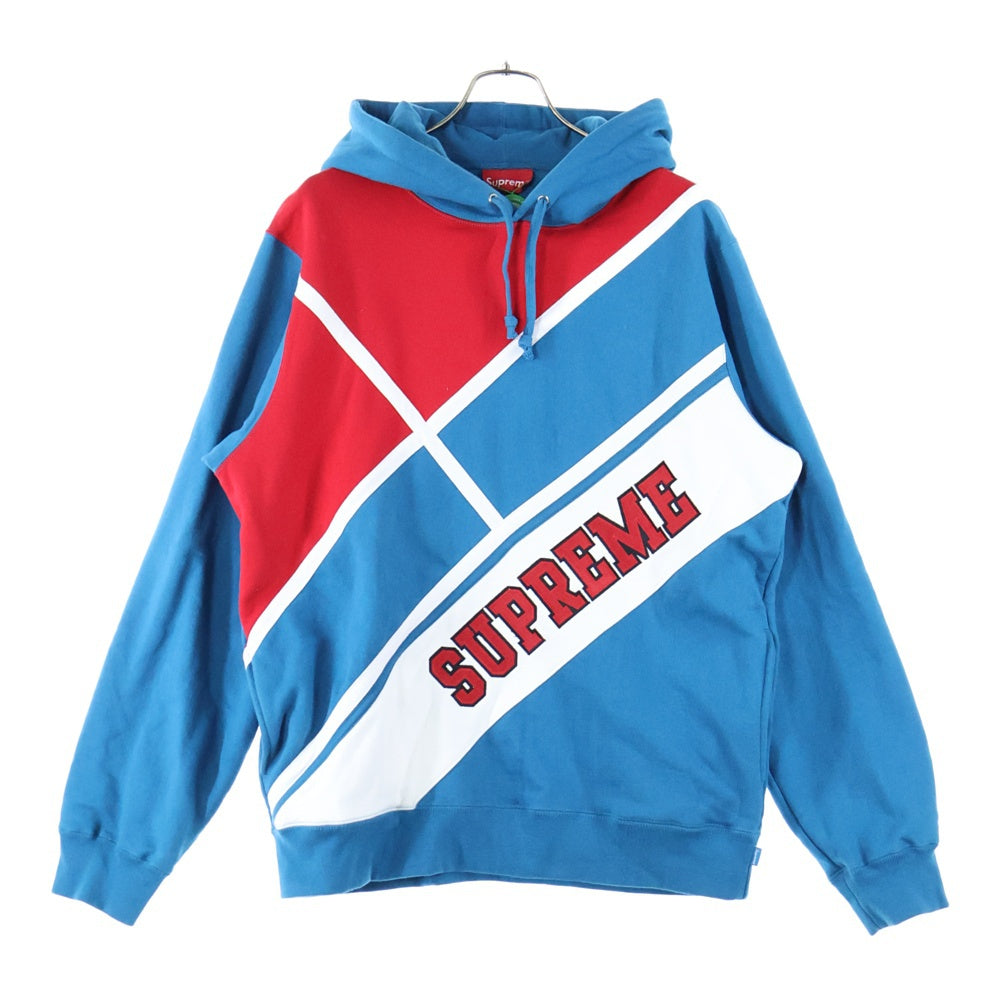 SUPREME(シュプリーム) 18SS Diagonal Hooded Sweatshirt ダイアゴナルロゴ プルオーバーパーカー フーディ ブルー