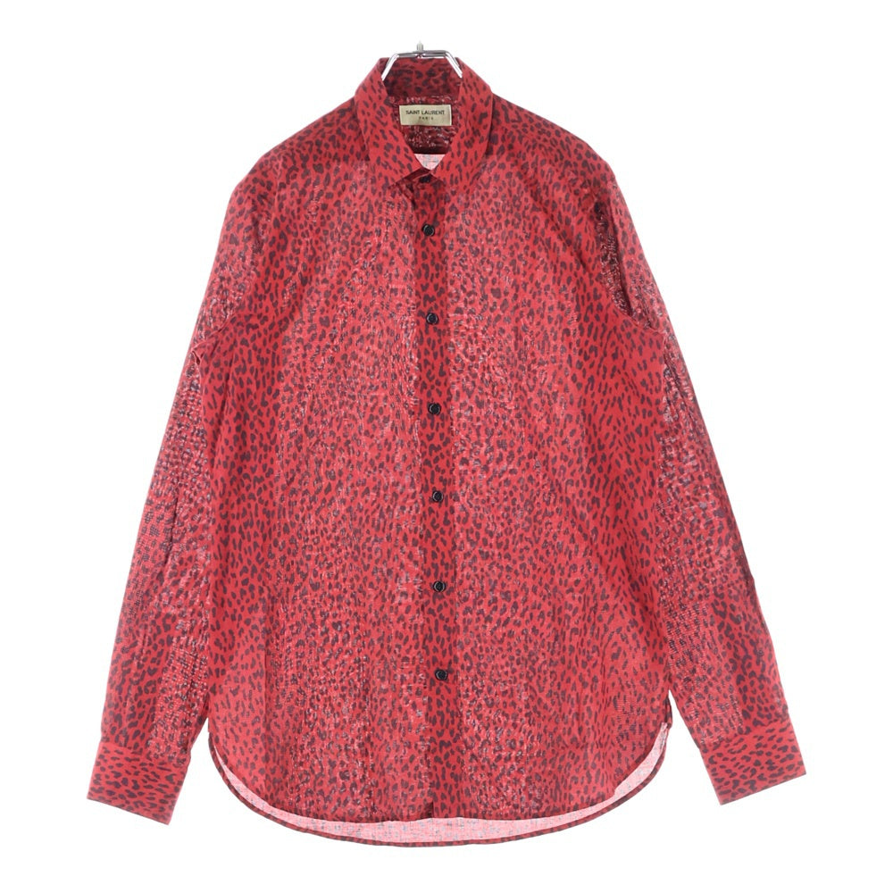 SAINT LAURENT PARIS(サンローランパリ) 13AW エディ期 Leopard Shirt ベイビーキャット レオパード ロングスリーブ 長袖シャツ レッド 340855 Y736F