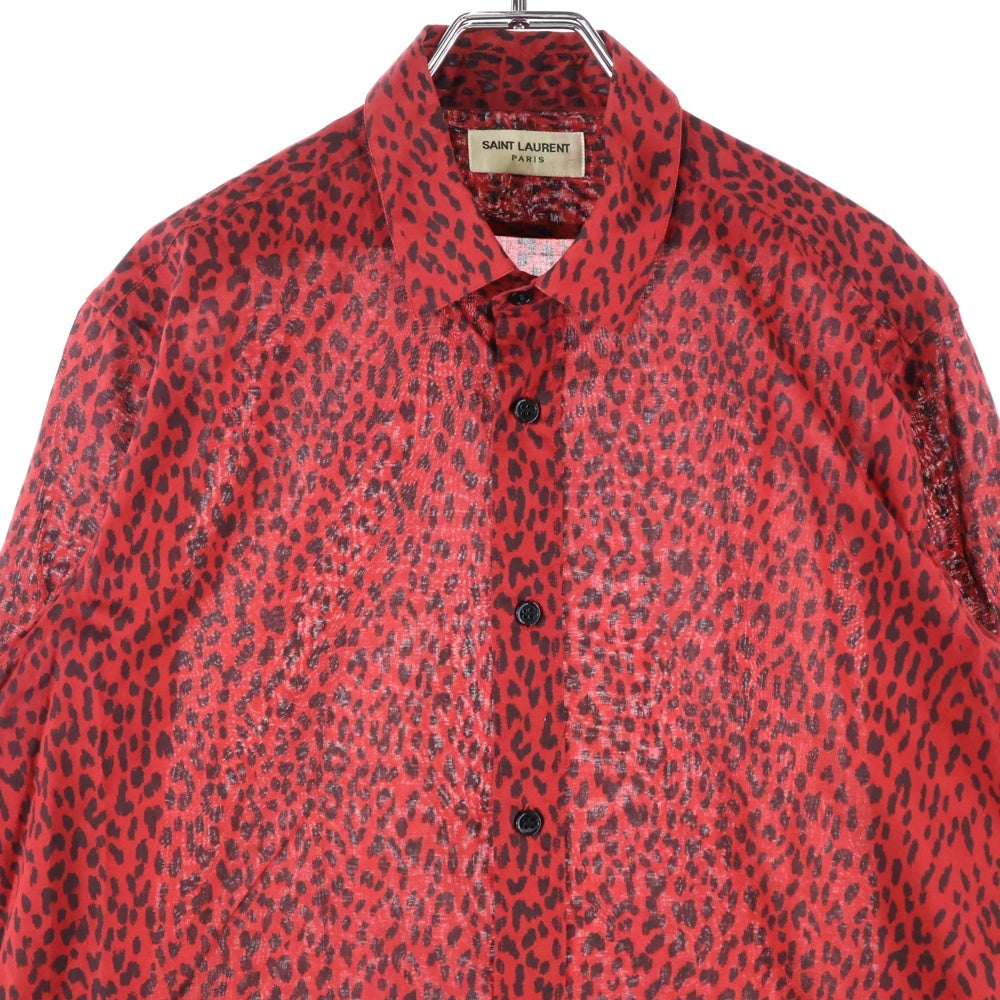 SAINT LAURENT PARIS(サンローランパリ) 13AW エディ期 Leopard Shirt ベイビーキャット レオパード ロングスリーブ 長袖シャツ レッド 340855 Y736F