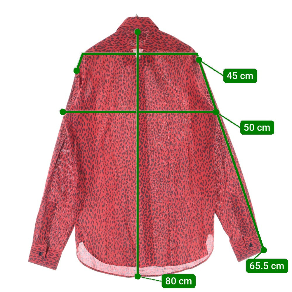SAINT LAURENT PARIS(サンローランパリ) 13AW エディ期 Leopard Shirt ベイビーキャット レオパード ロングスリーブ 長袖シャツ レッド 340855 Y736F