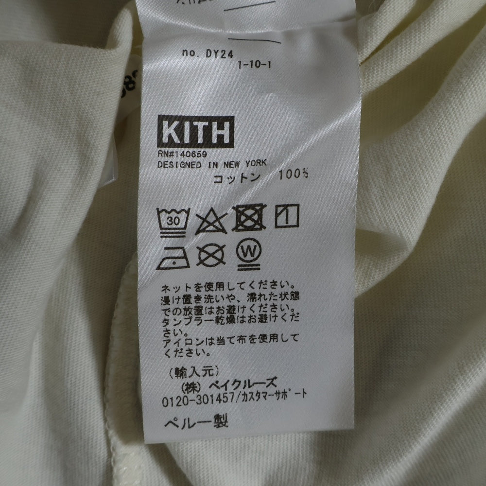 KITH(キス) フラワープリント フロントロゴ クルーネック 半袖Tシャツ カットソー ホワイト 21-071-060-0026-2-0