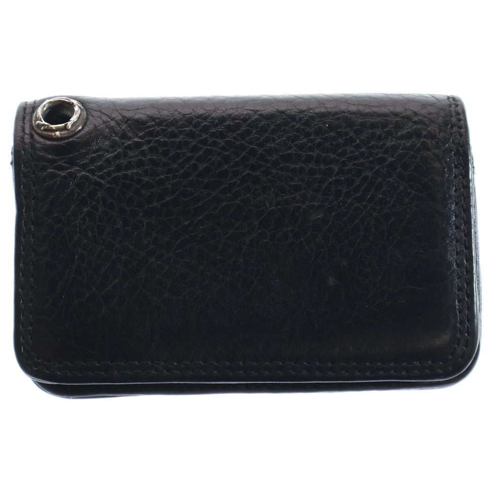 CHROME HEARTS(クロムハーツ) CARD CASE スクロールラベル レザーカードケース ブラック/シルバー