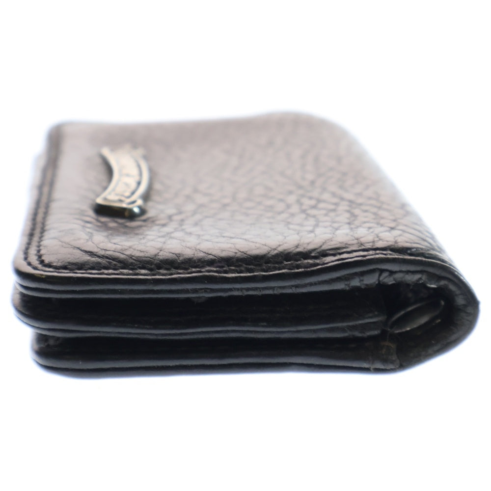 CHROME HEARTS(クロムハーツ) CARD CASE スクロールラベル レザーカードケース ブラック/シルバー