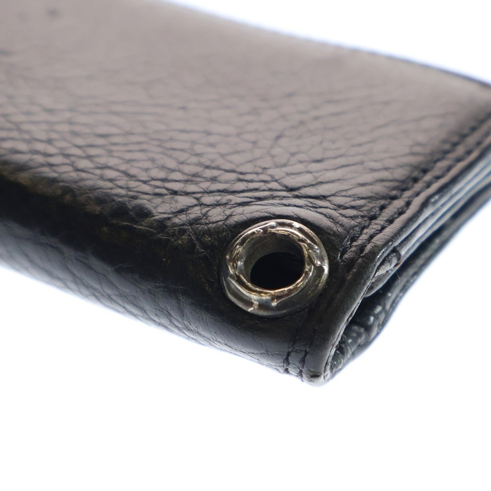 CHROME HEARTS(クロムハーツ) CARD CASE スクロールラベル レザーカードケース ブラック/シルバー