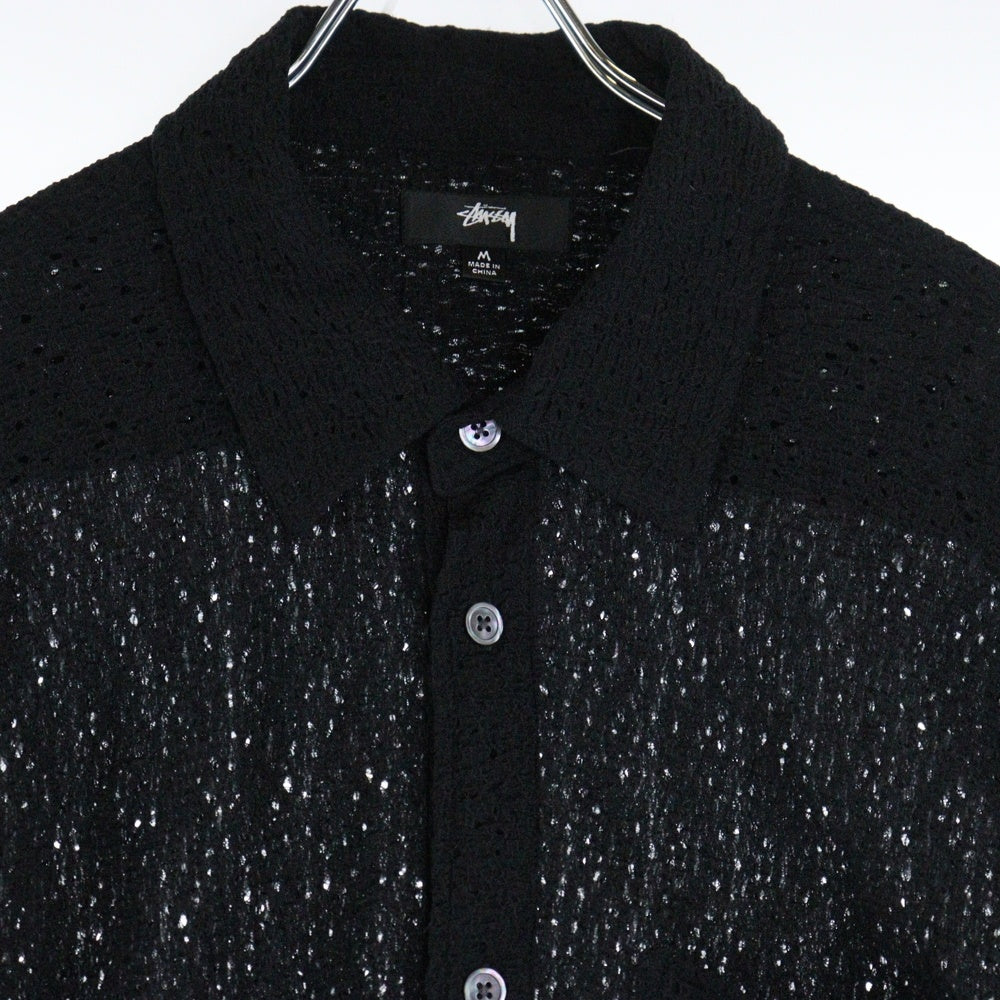 STUSSY(ステューシー) LACE L/S SHIRT レース メッシュ 長袖シャツ ブラック 1110301