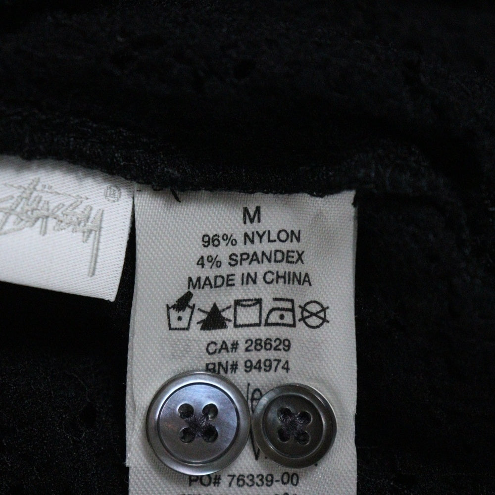 STUSSY(ステューシー) LACE L/S SHIRT レース メッシュ 長袖シャツ ブラック 1110301