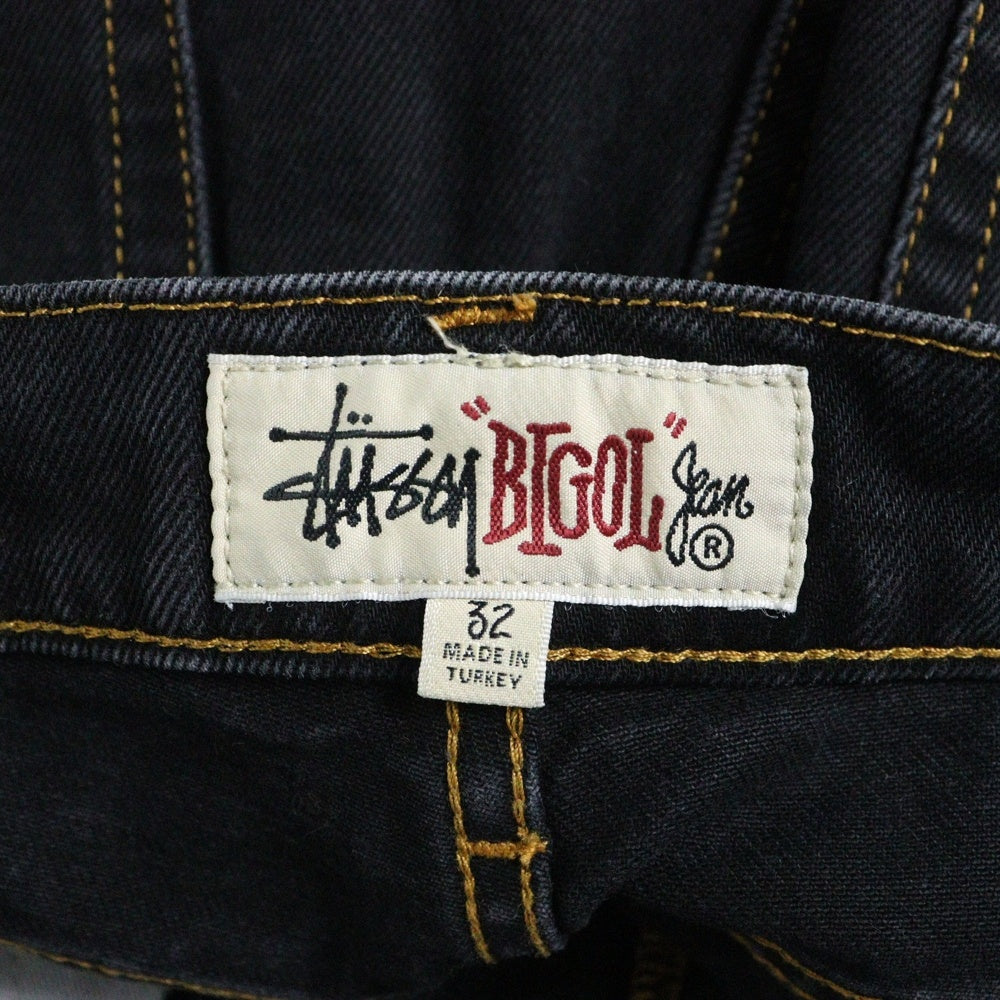 STUSSY(ステューシー) Big OL Denim ビッグシルエット ボタンフライ ワイド デニムパンツ ジーンズ インディゴブラック