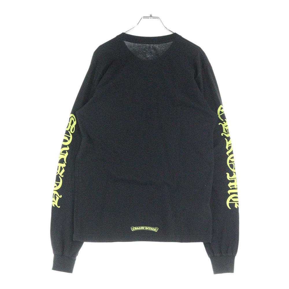 CHROME HEARTS(クロムハーツ) CH T-SHRT 1 ネックロゴプリント クルーネック長袖Tシャツ ブラック/イエロー
