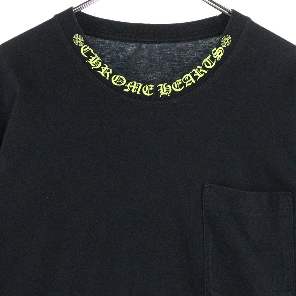 CHROME HEARTS(クロムハーツ) CH T-SHRT 1 ネックロゴプリント クルーネック長袖Tシャツ ブラック/イエロー
