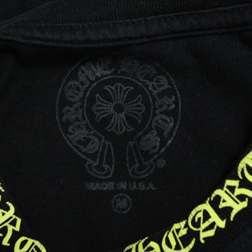CHROME HEARTS(クロムハーツ) CH T-SHRT 1 ネックロゴプリント クルーネック長袖Tシャツ ブラック/イエロー