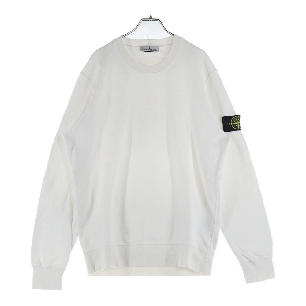 STONE ISLAND(ストーンアイランド) GARMENT DYED SWEATSHIRT ガーメントダイ アームロゴワッペン クルーネック スウェットトレーナー ホワイト