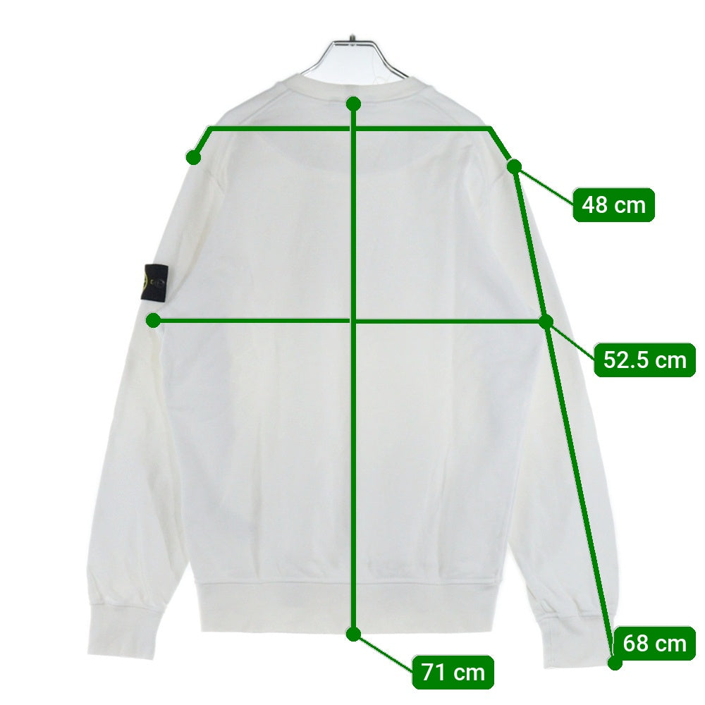 STONE ISLAND(ストーンアイランド) GARMENT DYED SWEATSHIRT ガーメントダイ アームロゴワッペン クルーネック スウェットトレーナー ホワイト