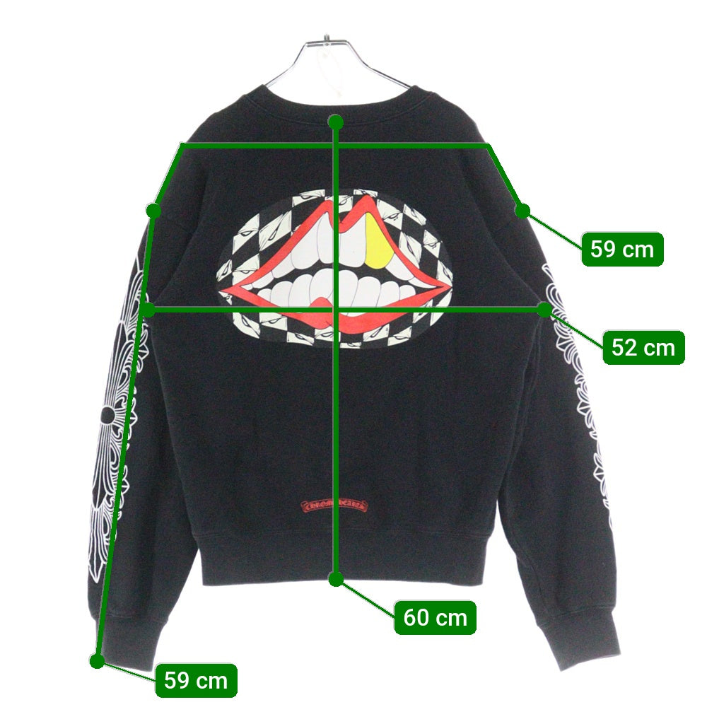 CHROME HEARTS(クロムハーツ) ×マッティボーイ 99アイズ Chomper SWEAT SHIRT FLORAL CROSS チョンパー 袖フローラル 裏地プリント クルーネック スウェット トレーナー