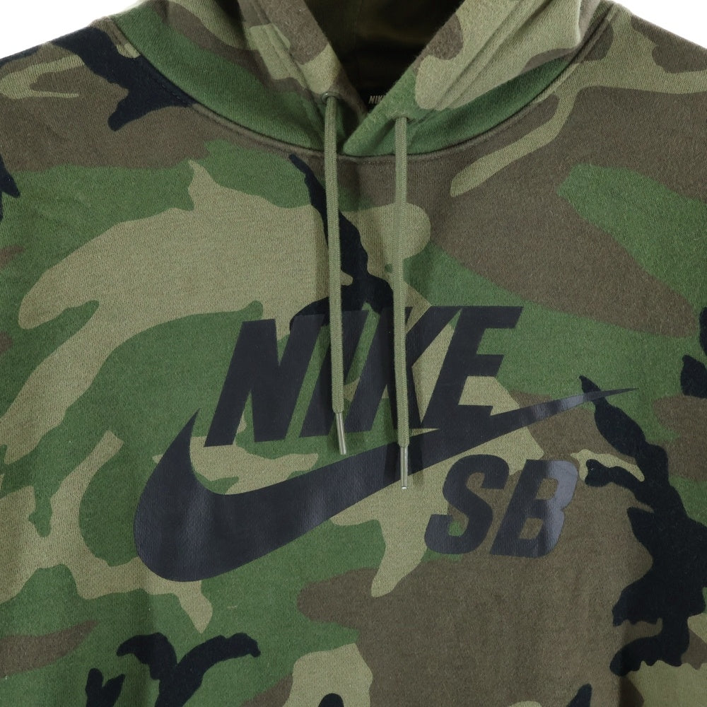 NIKE(ナイキ) カモ柄 フロントプリント プルオーバーパーカー フーディ カーキ AT9756-222