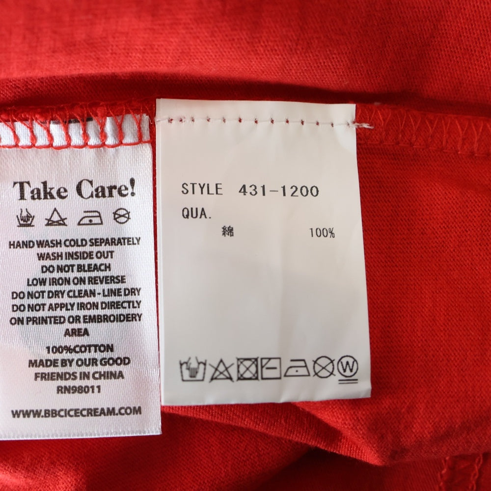 ICE CREAM(アイスクリーム) フロントプリント 半袖Tシャツ カットソー レッド 431-1200