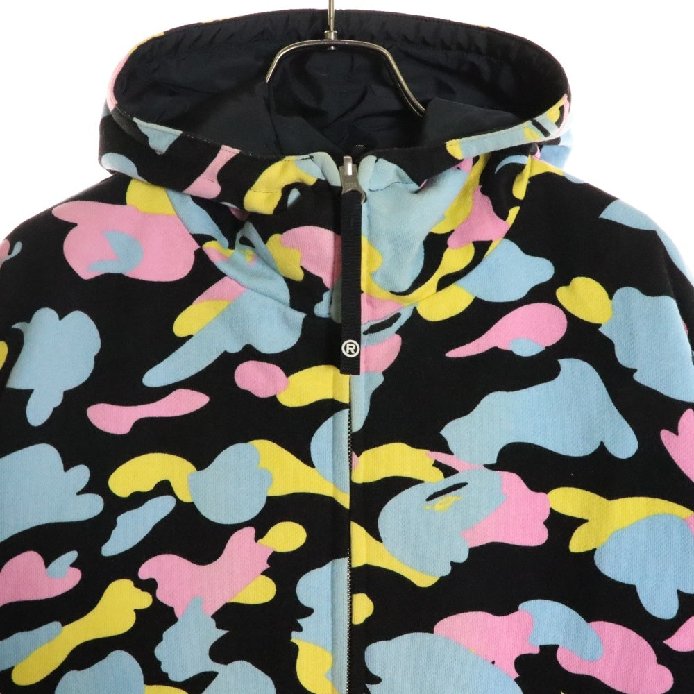 A BATHING APE(アベイシングエイプ) マルチカモ ナイロン リバーシブル 総柄 フルジップアップ プルオーバー フーデット ジャケット マルチ