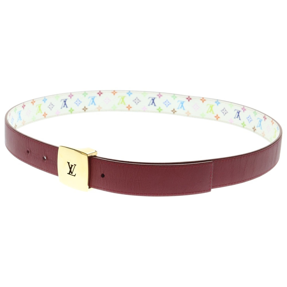LOUIS VUITTON(ルイヴィトン) サンチュール LVカット リバーシブル レザーベルト モノグラム ゴールド金具 マルチカラー M9682