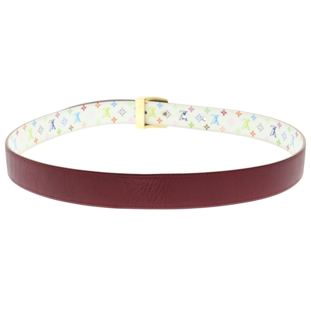 LOUIS VUITTON(ルイヴィトン) サンチュール LVカット リバーシブル レザーベルト モノグラム ゴールド金具 マルチカラー M9682