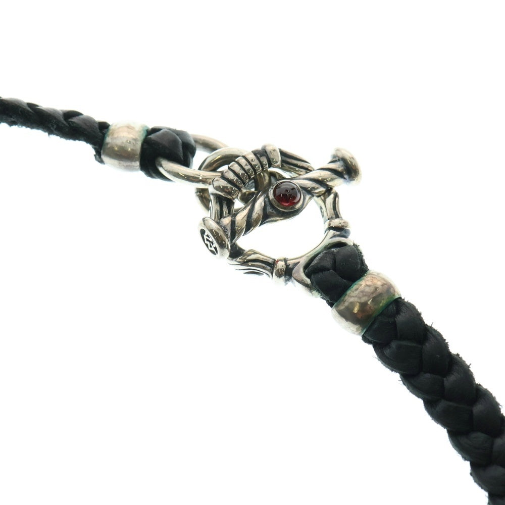 Travis Walker(トラヴィスワーカー) PLUS WITH 2 GARGOYLES WITH BRAIDED LEATHER プラス クロス 2ガーゴイルズ ブレイデッドレザー ネックレス シルバー