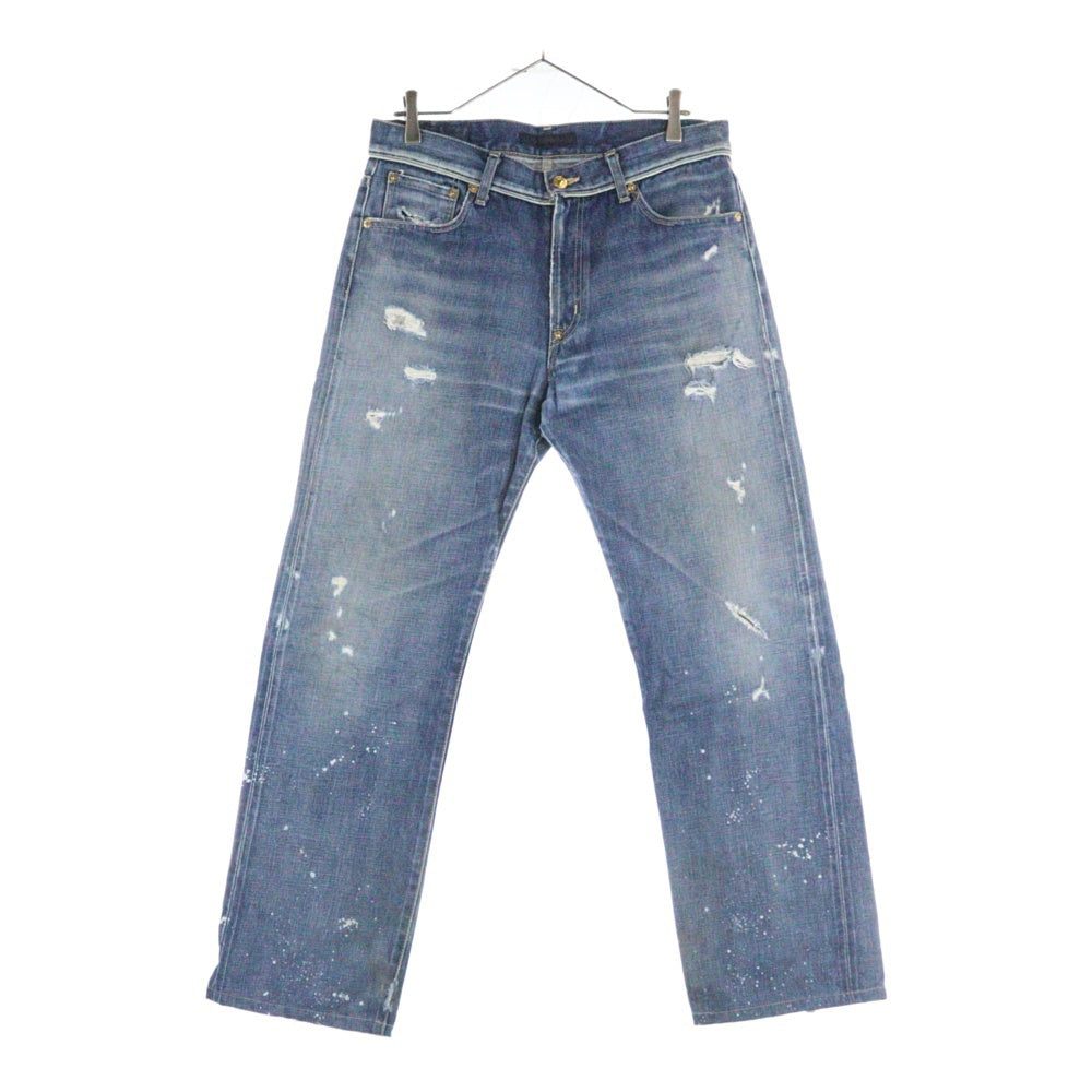 SPACE BAG JEANS(スペースバグジーンズ) SPACE BAG JEANS(スペースバグジーンズ) 大戦モデル 金ボタン ジッパーフライ クラッシュ加工 デニムパンツ ジーンズ インディゴ