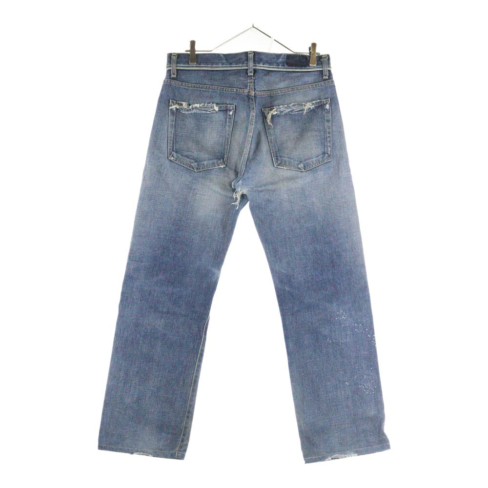 SPACE BAG JEANS(スペースバグジーンズ) SPACE BAG JEANS(スペースバグジーンズ) 大戦モデル 金ボタン ジッパーフライ クラッシュ加工 デニムパンツ ジーンズ インディゴ