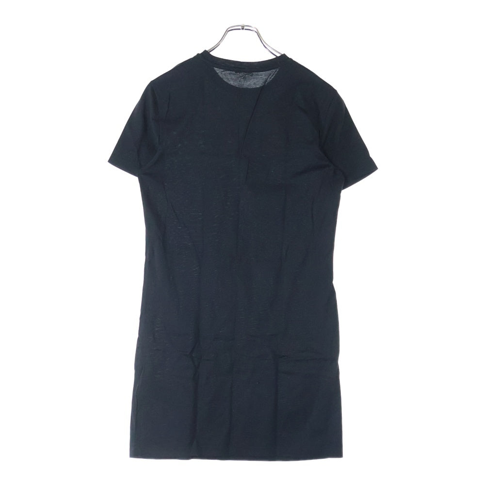 VERSACE(ヴェルサーチ) ロゴプリント クルーネック 半袖Tシャツ ミニ ワンピース ブラック レディース