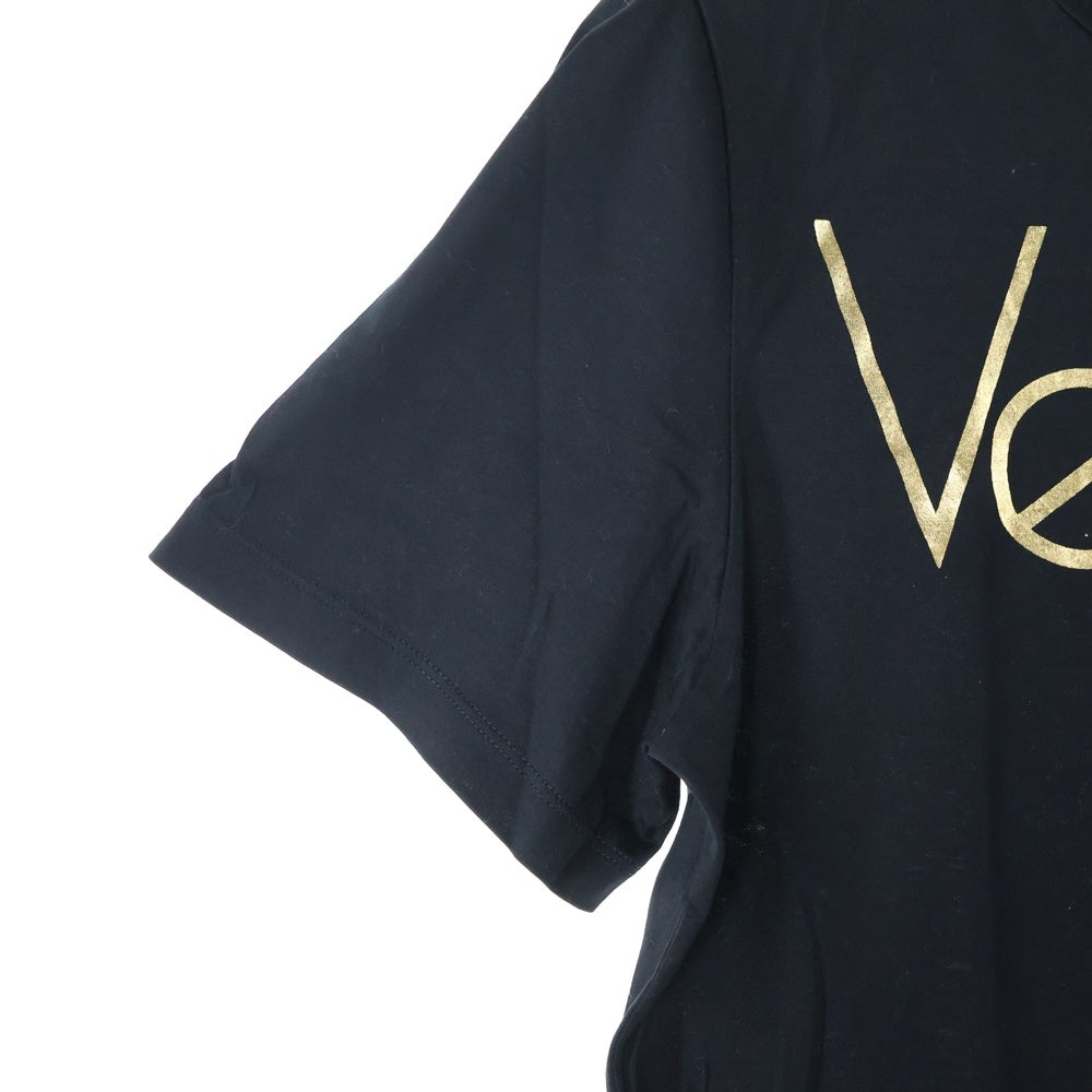 VERSACE(ヴェルサーチ) ロゴプリント クルーネック 半袖Tシャツ ミニ ワンピース ブラック レディース