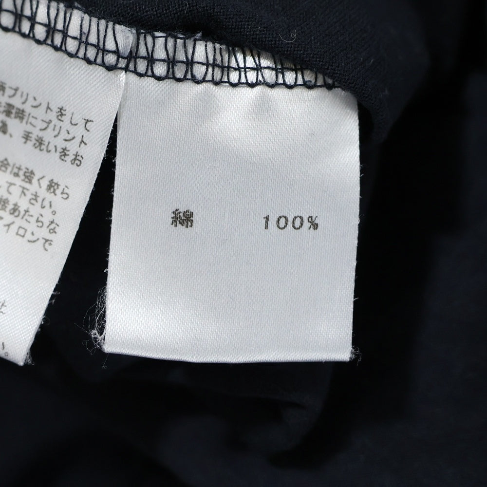 EMPORIO ARMANI(エンポリオアルマーニ) ロゴ刺繍 バックプリント総柄 クルーネック半袖Tシャツ ネイビー