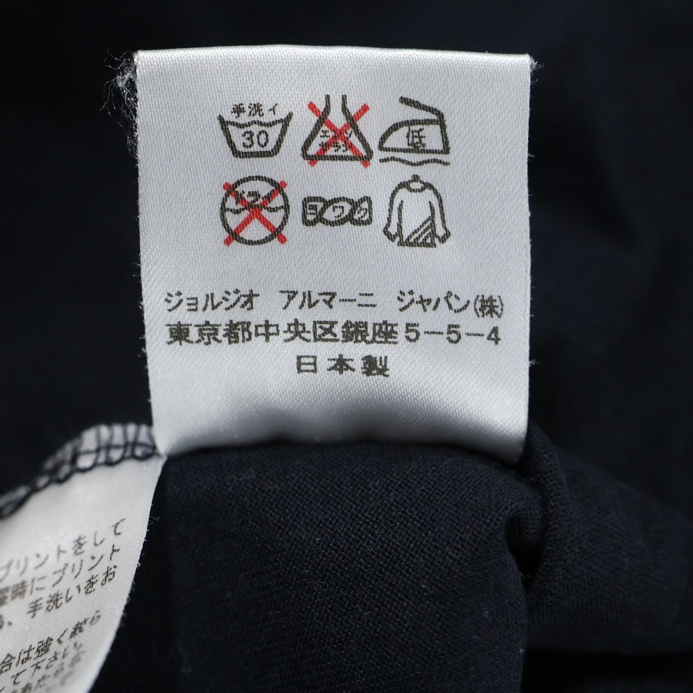 EMPORIO ARMANI(エンポリオアルマーニ) ロゴ刺繍 バックプリント総柄 クルーネック半袖Tシャツ ネイビー