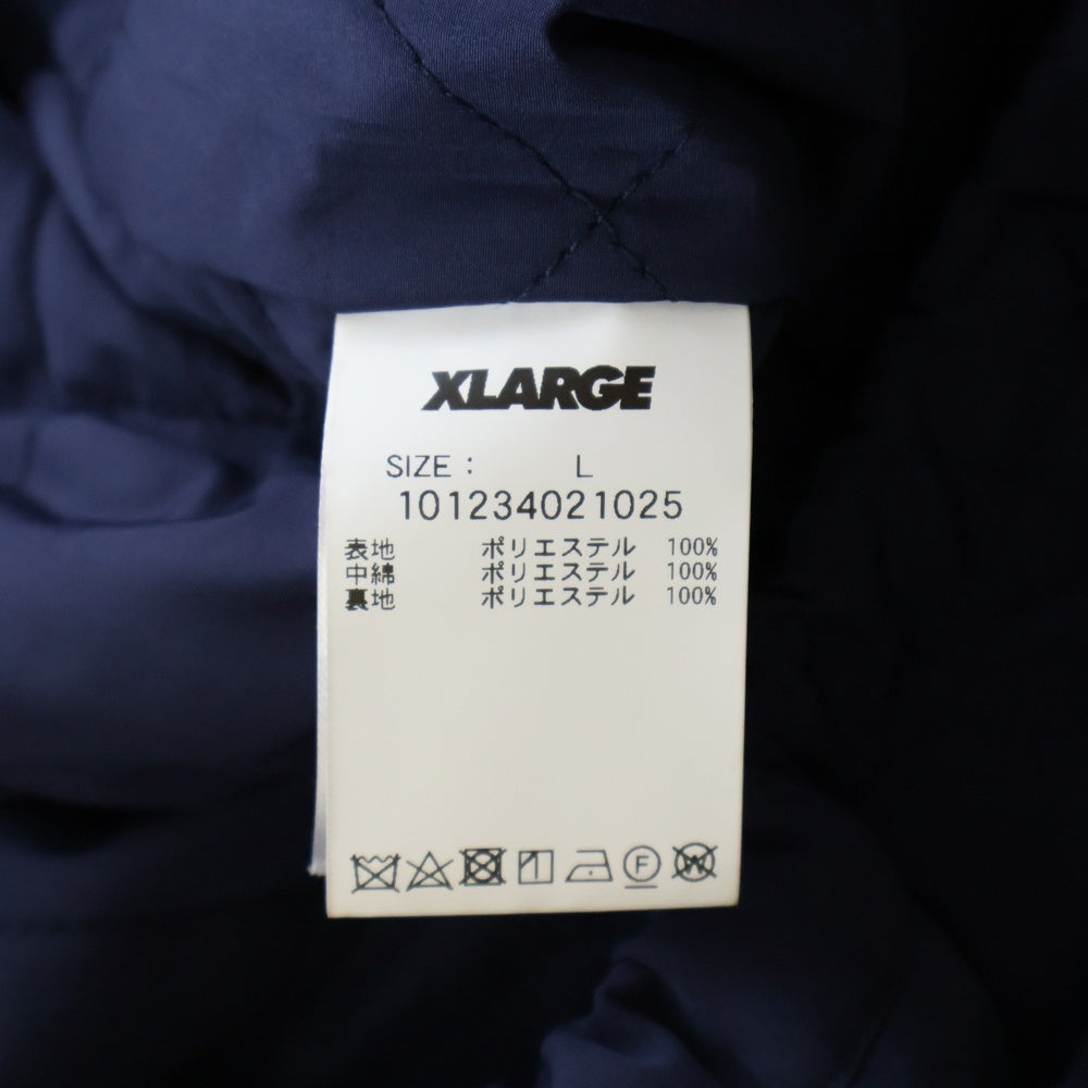 X-LARGE(エクストララージ) 23AW × UMBRO PUFFER JACKET アンブロ 裏地キルティング パファー ダウンジャケット ブルゾン ネイビー 101234021025