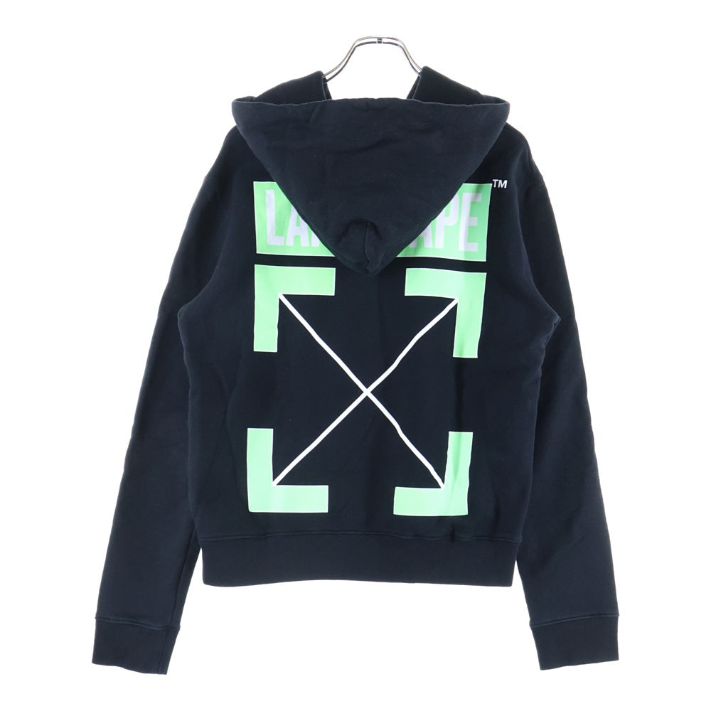 OFF-WHITE(オフホワイト) 20AW 阪急限定 バック ダイアグ ロゴプリント プルオーバーパーカー フーディ ブラック OMBB034G20FLE007