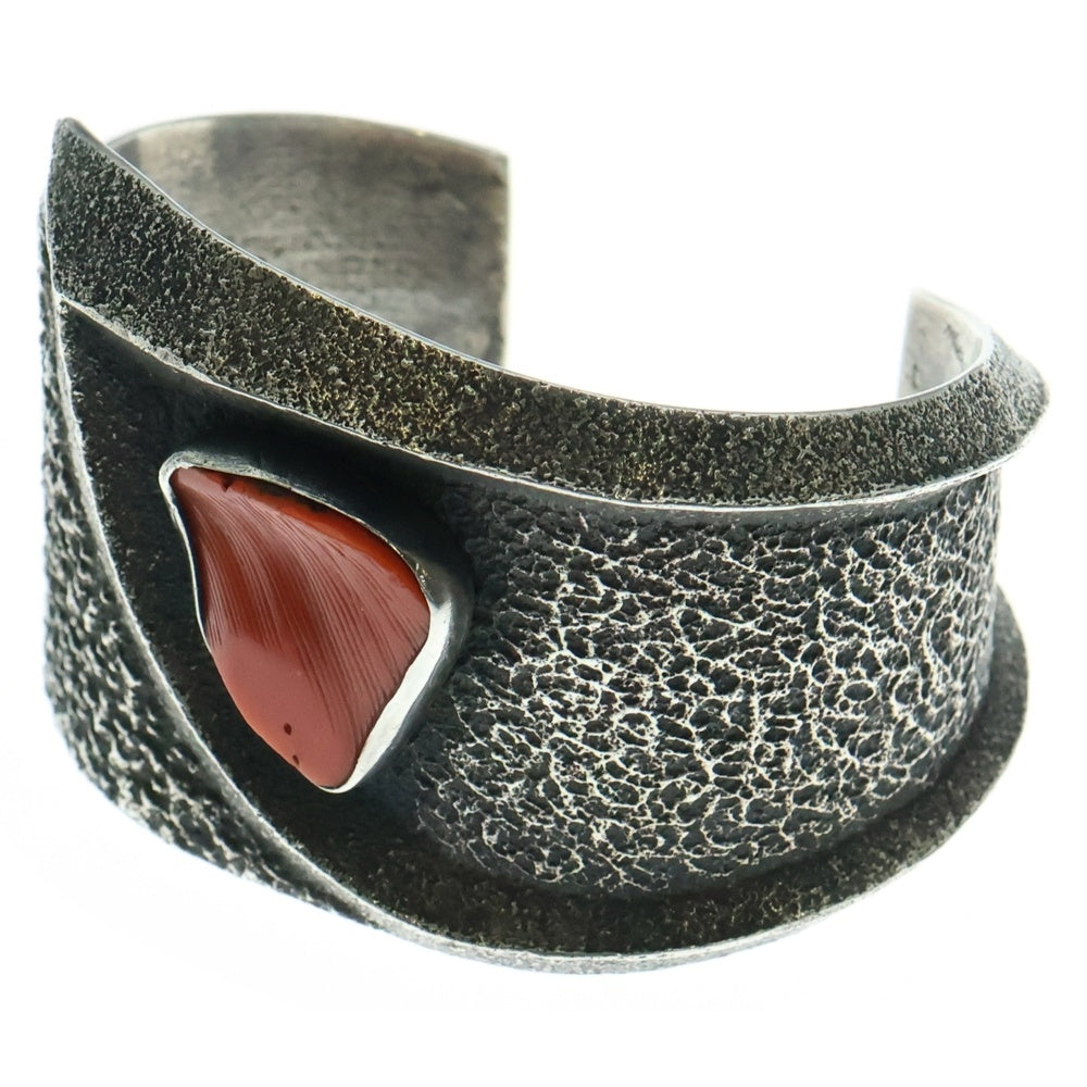 INDIAN JEWELRY(インディアンジュエリー) ナバホ族 Aaron Anderson アーロン・アンダーソン作 コーラル バングル ブレスレット シルバー