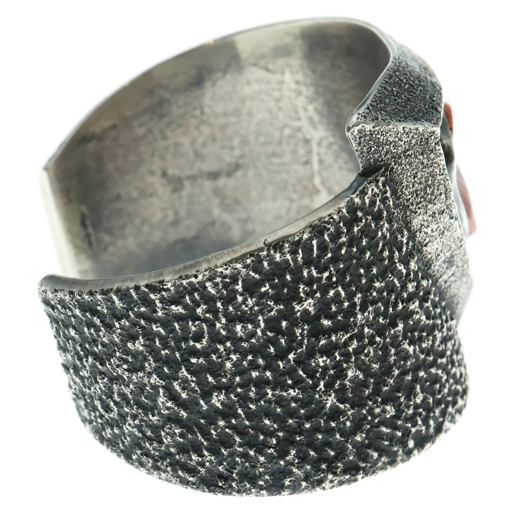 INDIAN JEWELRY(インディアンジュエリー) ナバホ族 Aaron Anderson アーロン・アンダーソン作 コーラル バングル ブレスレット シルバー