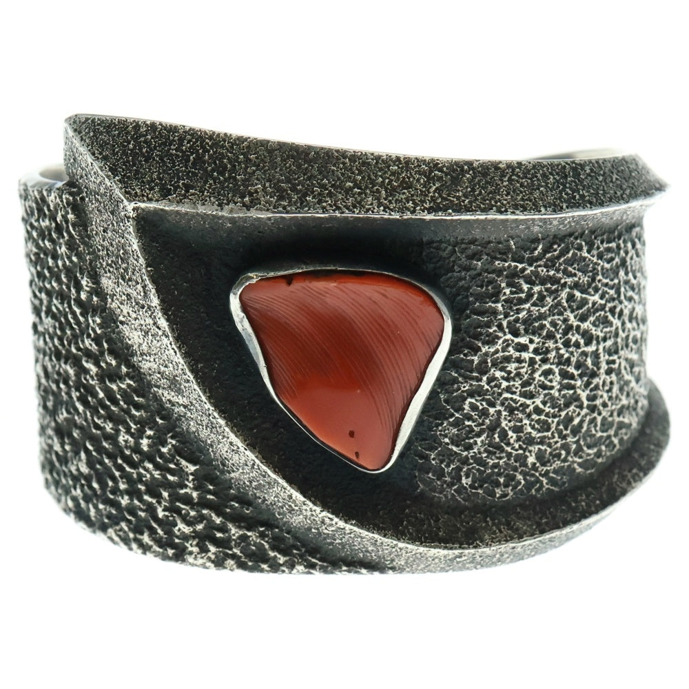INDIAN JEWELRY(インディアンジュエリー) ナバホ族 Aaron Anderson アーロン・アンダーソン作 コーラル バングル ブレスレット シルバー