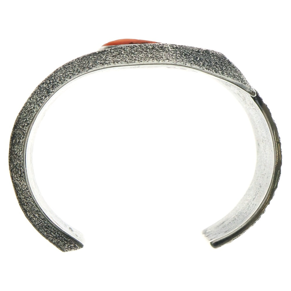 INDIAN JEWELRY(インディアンジュエリー) ナバホ族 Aaron Anderson アーロン・アンダーソン作 コーラル バングル ブレスレット シルバー