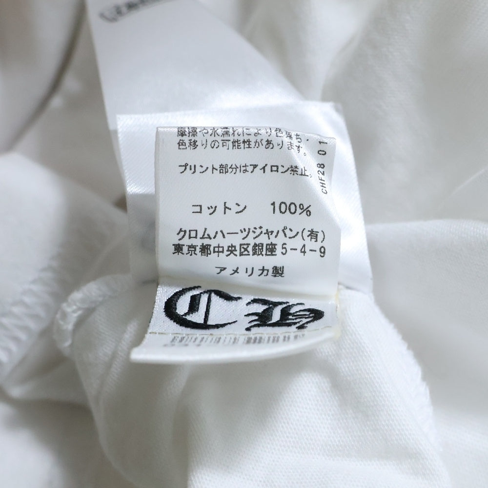 CHROME HEARTS(クロムハーツ) FLRL CRS HORSESHOE LS TEE バックホースシュー 袖フローラルプリント クルーネック 長袖Tシャツ ホワイト/マルチ