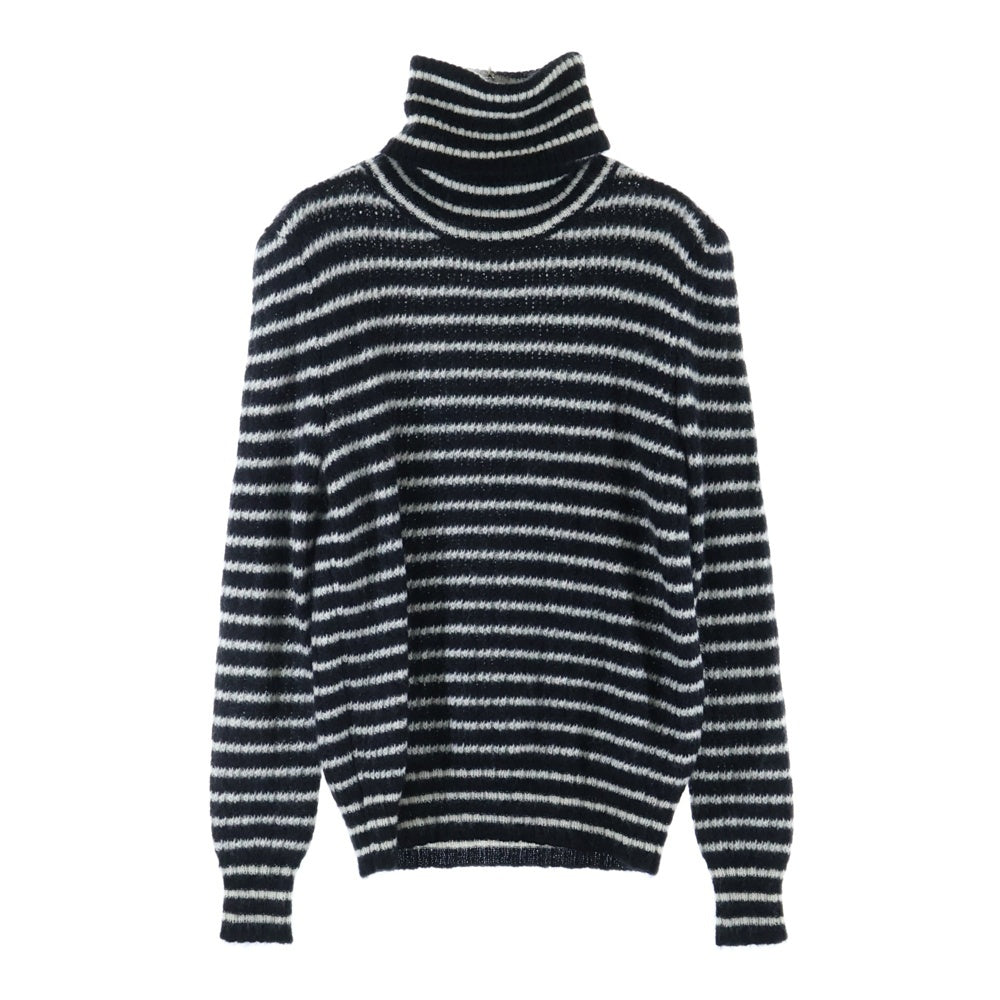 SAINT LAURENT PARIS(サンローランパリ) モヘア タートルネック ボーダーニット ブラック/ホワイト KI54 633156 YARX2 1095