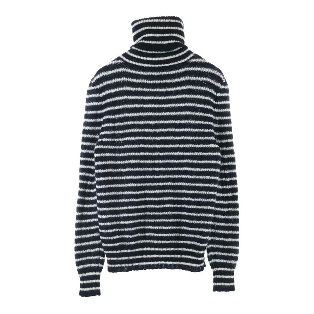 SAINT LAURENT PARIS(サンローランパリ) モヘア タートルネック ボーダーニット ブラック/ホワイト KI54 633156 YARX2 1095