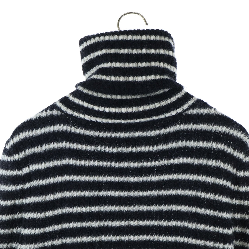 SAINT LAURENT PARIS(サンローランパリ) モヘア タートルネック ボーダーニット ブラック/ホワイト KI54 633156 YARX2 1095