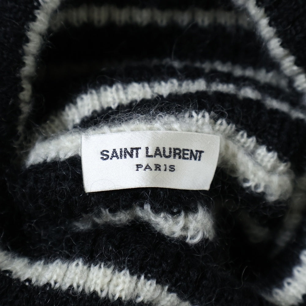 SAINT LAURENT PARIS(サンローランパリ) モヘア タートルネック ボーダーニット ブラック/ホワイト KI54 633156 YARX2 1095