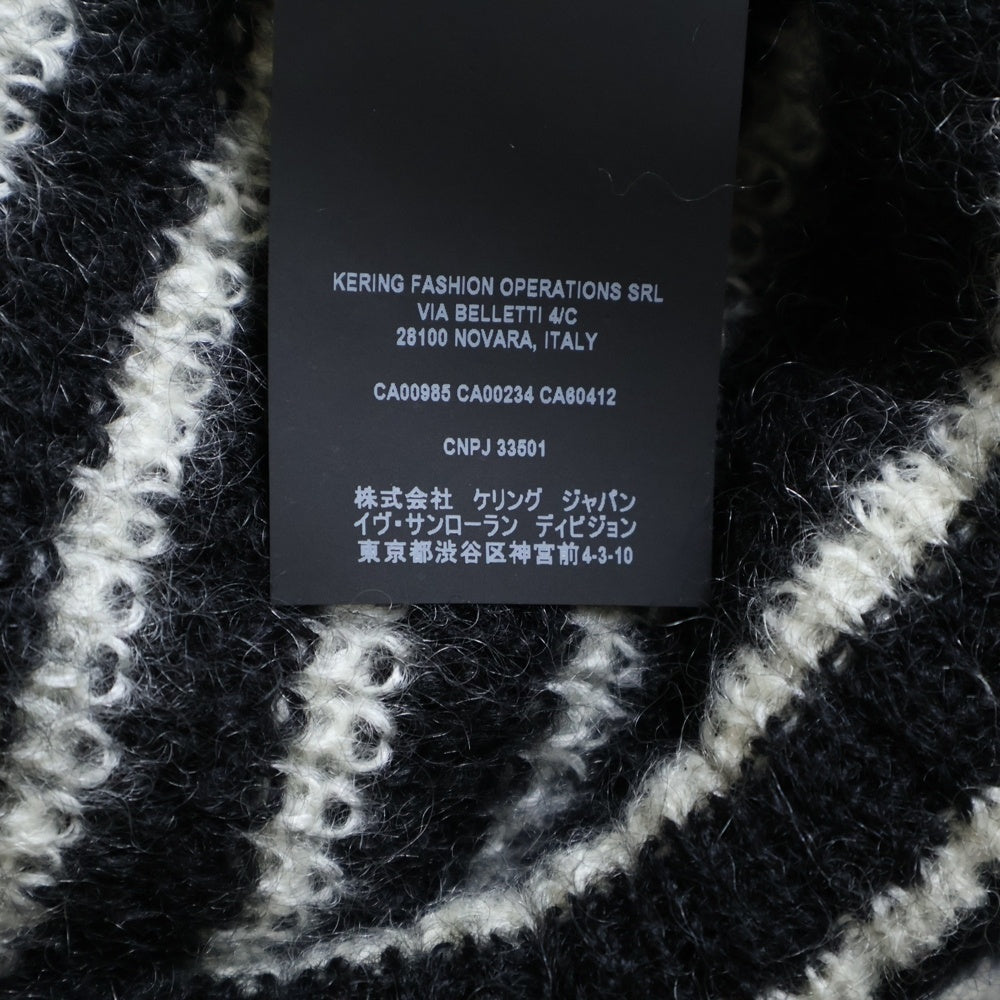 SAINT LAURENT PARIS(サンローランパリ) モヘア タートルネック ボーダーニット ブラック/ホワイト KI54 633156 YARX2 1095