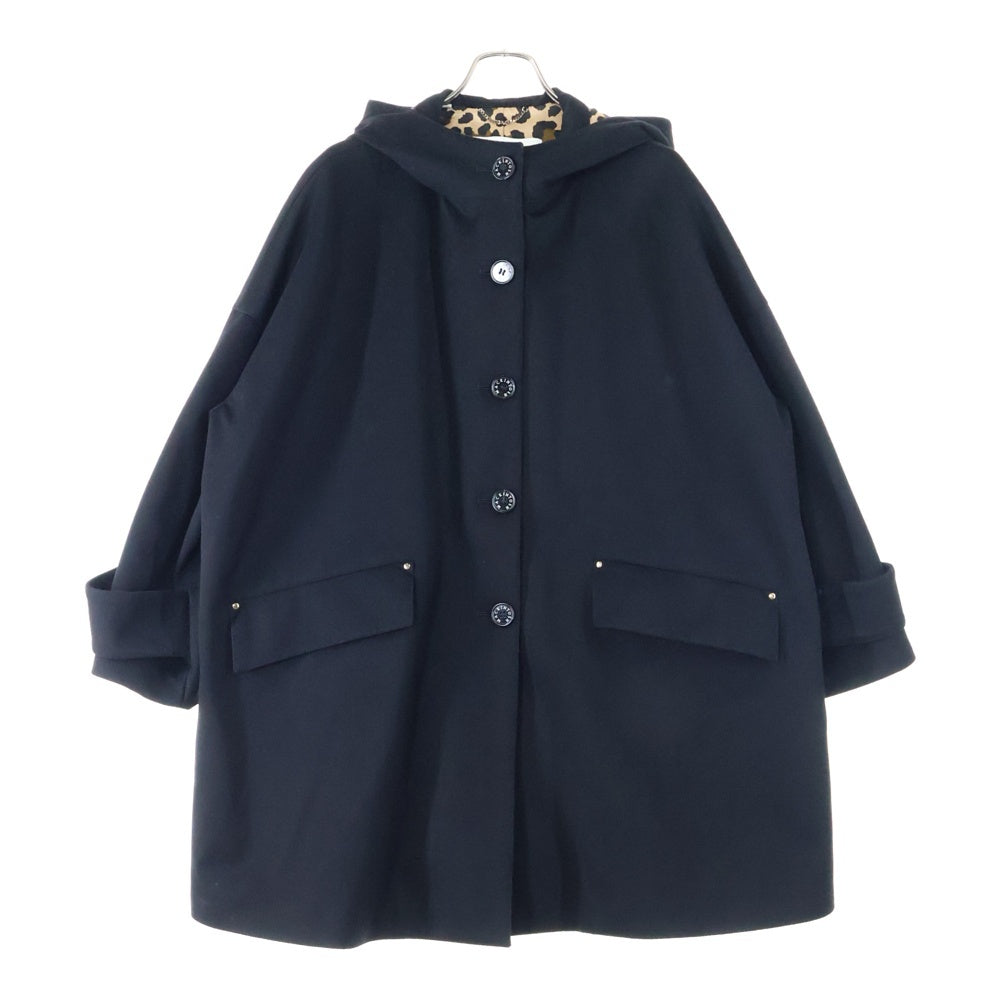 MACKINTOSH(マッキントッシュ) 22AW HUMBIE HOOD TOMORROWLAND別注 ハンビーフード 裏地レオパード ウール ロングコート レディース ブラック L222MO1084FL2KL