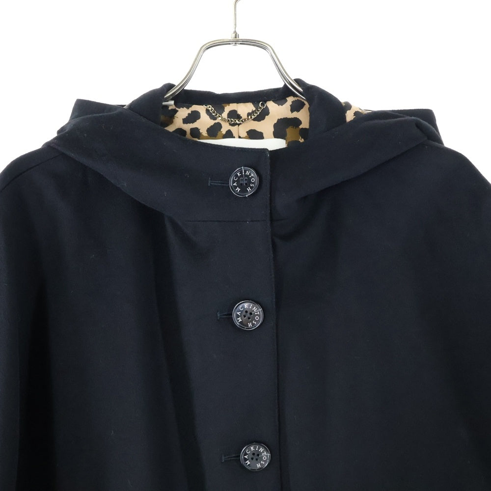 MACKINTOSH(マッキントッシュ) 22AW HUMBIE HOOD TOMORROWLAND別注 ハンビーフード 裏地レオパード ウール ロングコート レディース ブラック L222MO1084FL2KL