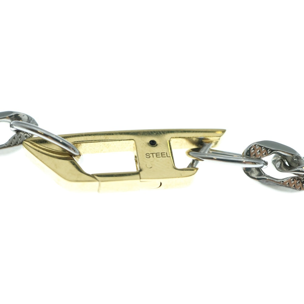 DIESEL(ディーゼル) STEEL NECKLACE Dロゴ ネックレス シルバー/ゴールド DX1343