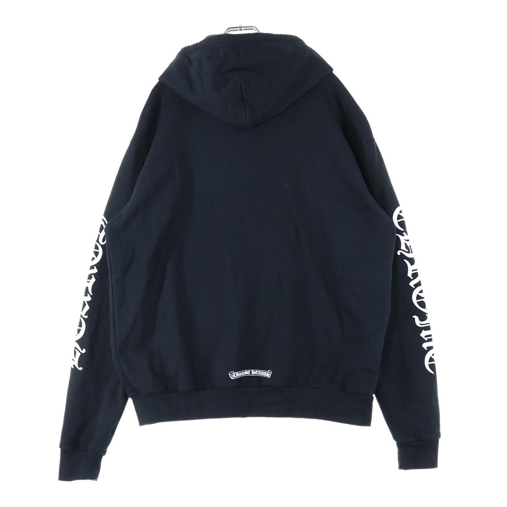 CHROME HEARTS(クロムハーツ) SWTSHRT HD ZIP バーティカルロゴ アームプリント ダガージップアップ スウェットパーカー フーディー ブラック