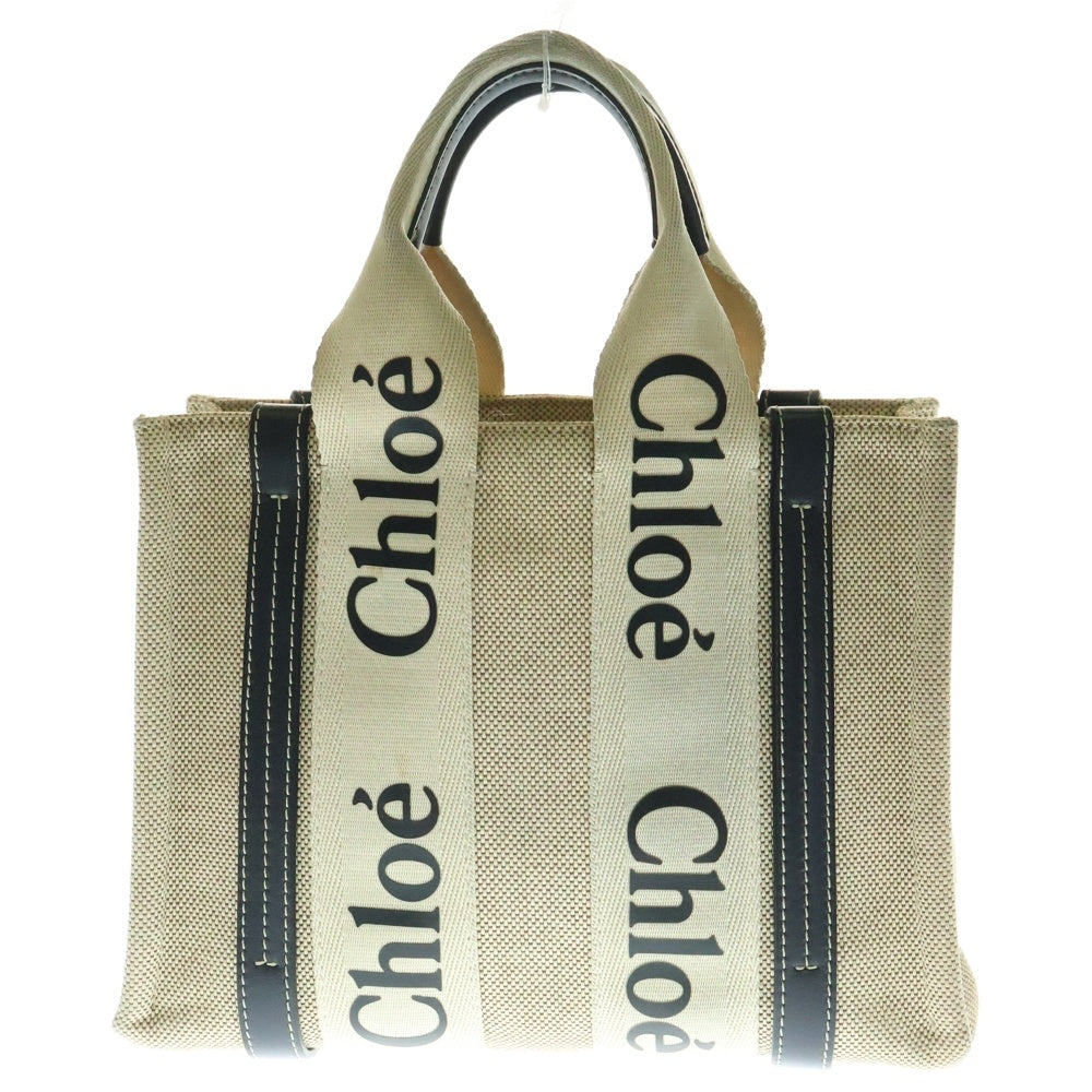 Chloe(クロエ) キャンバス生地 ウッディ スモール トートバッグ ハンドバッグ ベージュ