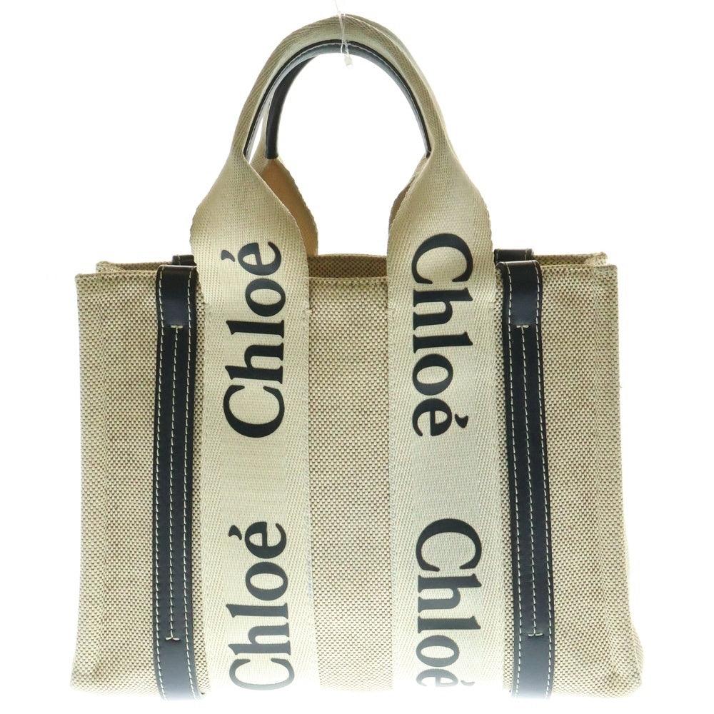 Chloe(クロエ) キャンバス生地 ウッディ スモール トートバッグ ハンドバッグ ベージュ
