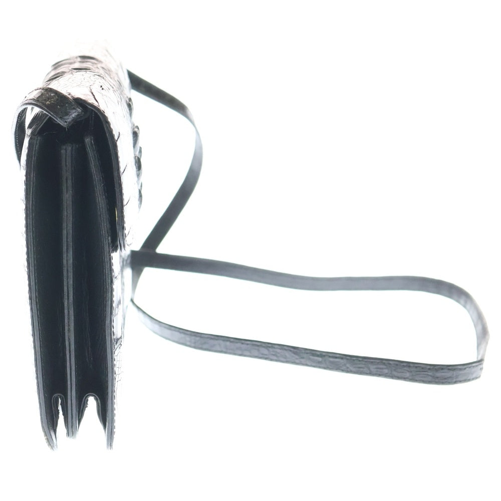 NO BRAND(ノーブランド) KAIYO 2WAY クロコダイル シャイニング加工 ショルダーバッグ ブラック